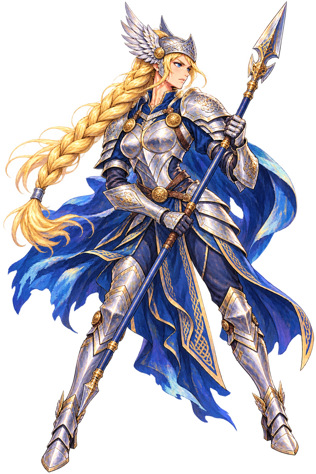 Brunhild Valkyrie painted full-body character portrait