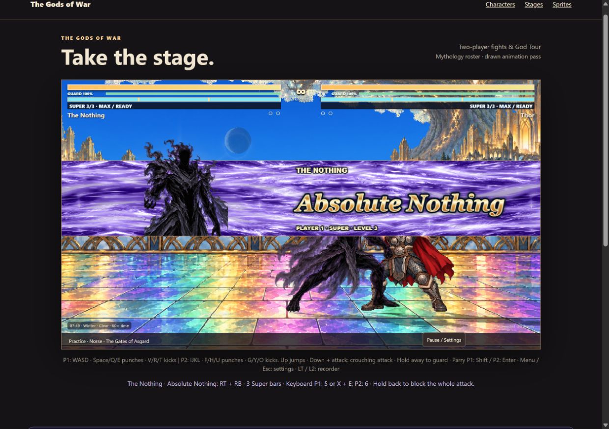 Actual local gameplay: the original portrait cut-in introduces Absolute Nothing.