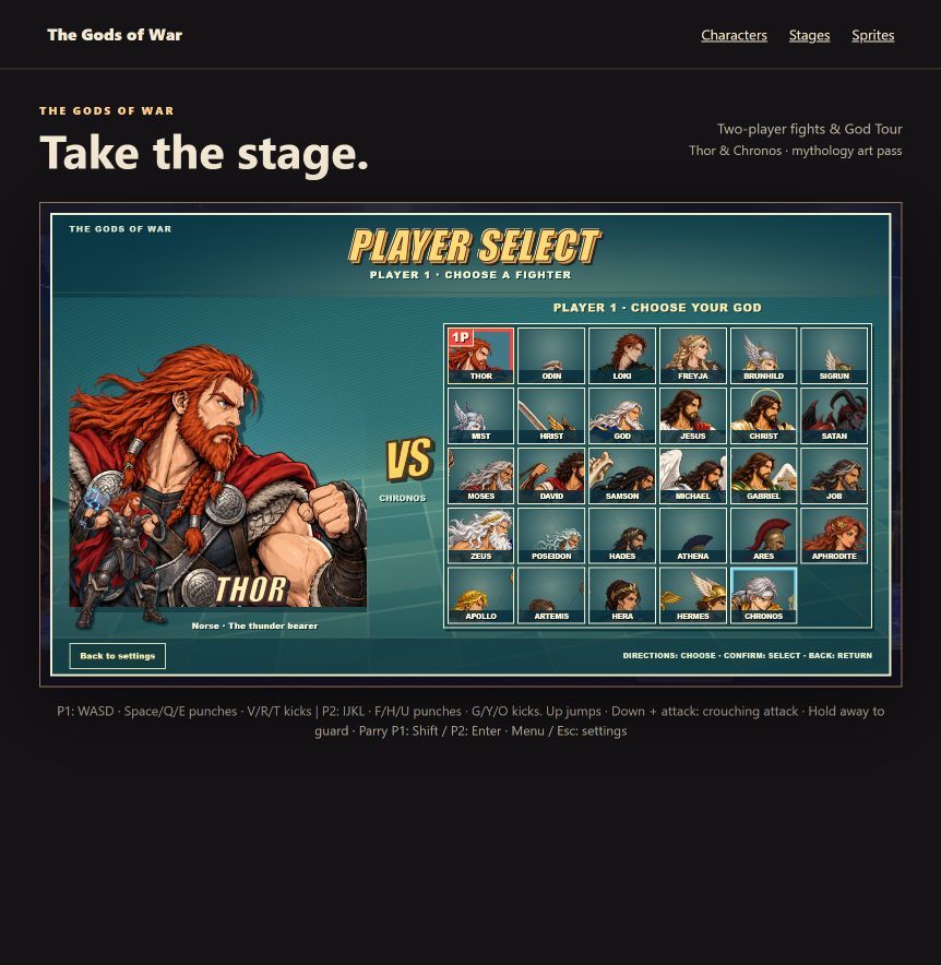 Actual PLAYER SELECT menu showing the 29-character roster