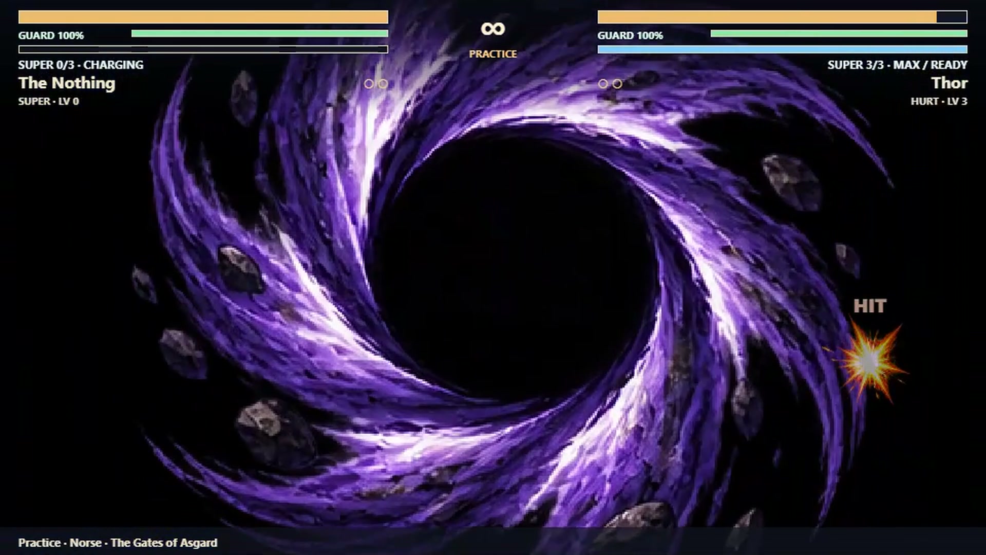 Actual recorded local gameplay from the new promo: Absolute Nothing absorbs the arena.