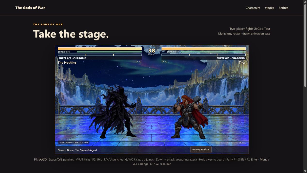Actual local gameplay: The Nothing’s larger body beside Thor in the original arena.