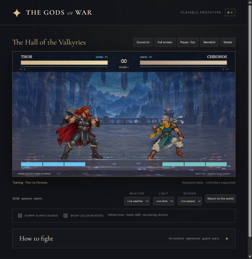 Actual gameplay: Thor and Chronos using the first drawn idle loops in the Hall of the Valkyries.